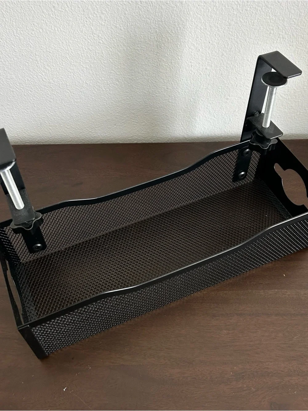 Black Mesh Under-Desk Cable Management Tray